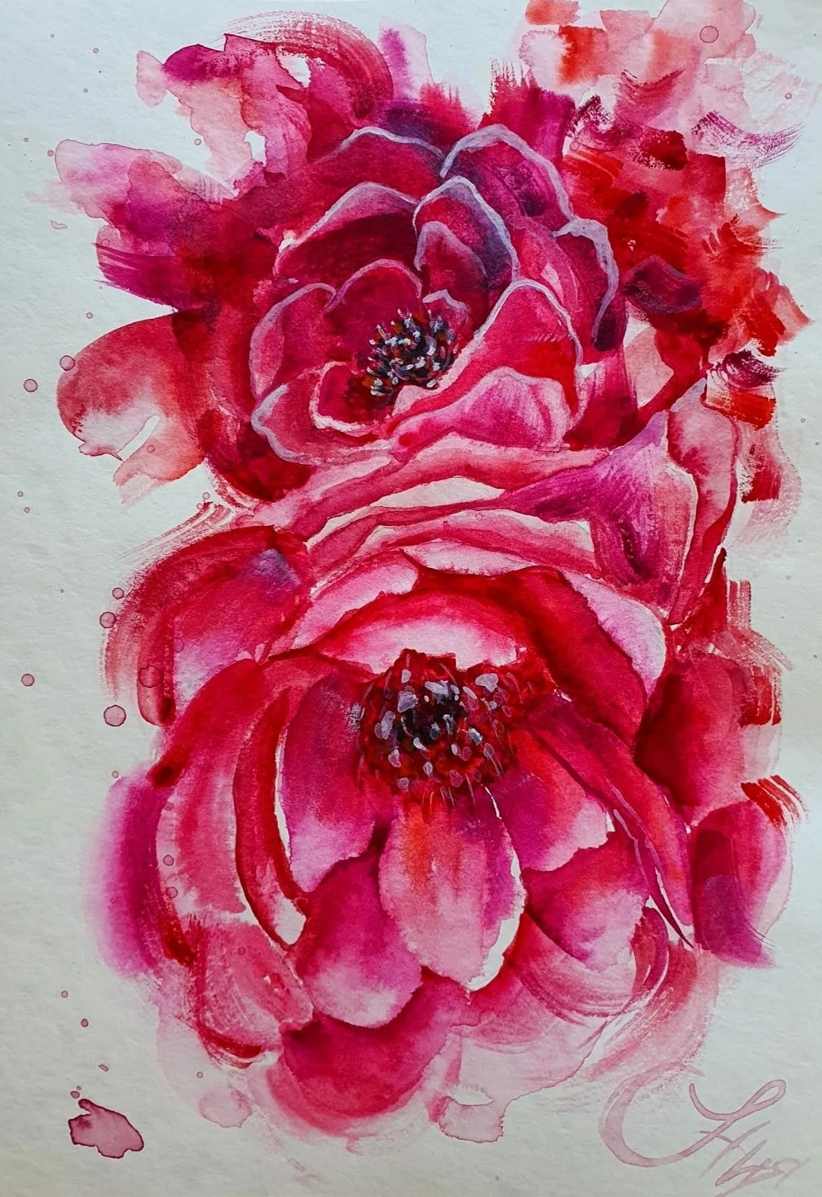 Roses in soft pink watercolour