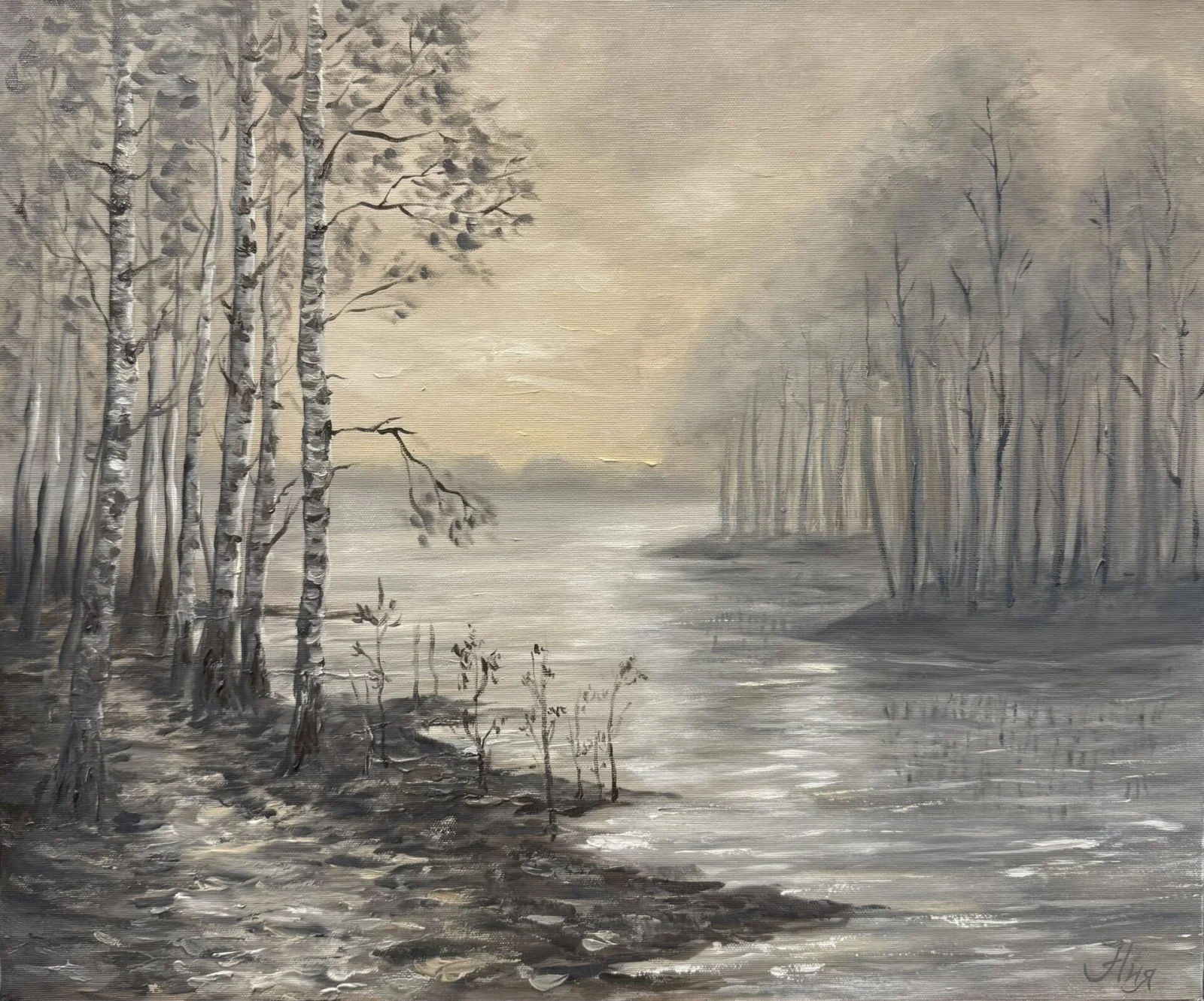 Contemplation — melancholic oil painting